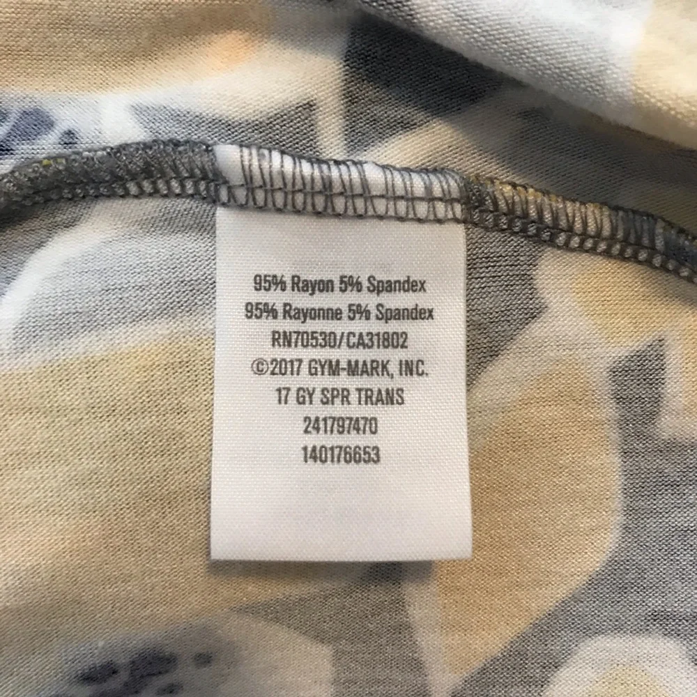 GYMBOREE Maxi Dress Size 6 A-Symmetrical Yellow Gray Floral 3/4 Sleeve